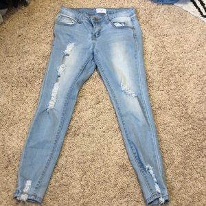 low-rise ripped jeans